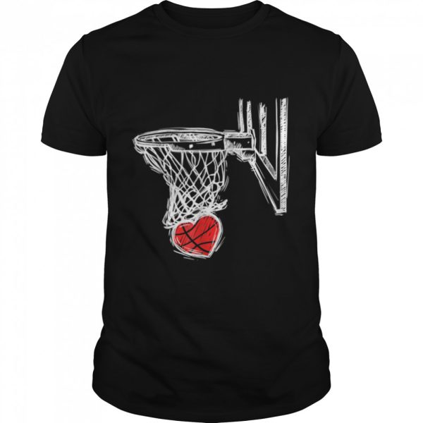 Basketball Valentines Day Love Heart Sport Lover Boys Girls T-Shirt