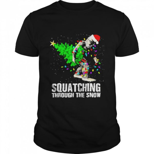 Bigfoot Squatching Through The Snow Christmas shirt