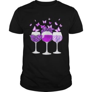 Butterflies wine leopard autism cancer awareness purple shirt Butterflies wine leopard autism cancer awareness purple shirt