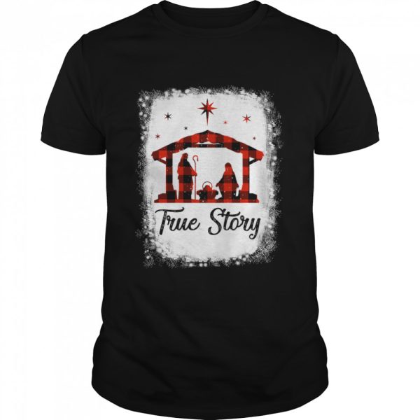 Christmas nativity true story of Jesus birth with red plaid shirt