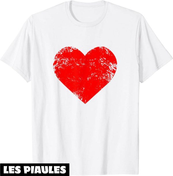 Coeur Rouge T-Shirt Grand Original Cadeau Saint Valentin