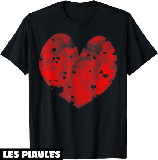 Coeur Rouge T-Shirt Je T’aime Nuages En Detresse Valentin