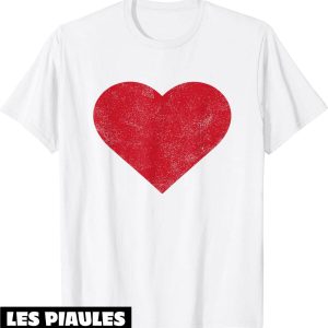 Coeur Rouge T-Shirt Joli Vieilli Pour La Saint Valentin
