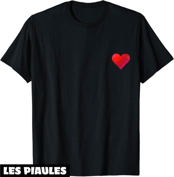 Coeur Rouge T-Shirt Polygonale Mignon Saint Valentin