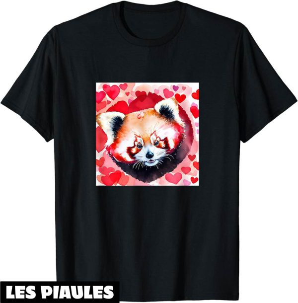 Coeur Rouge T-Shirt Saint-Valentin Panda Petite Amie Fiancee