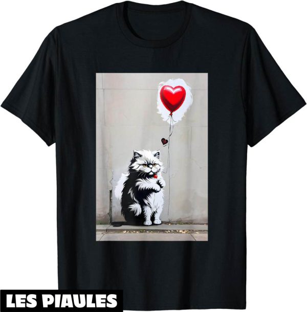 Coeur Rouge T-Shirt Street Art Chat Ballon Urban Kitty