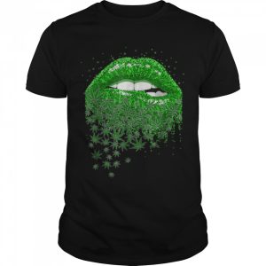Cool Green Sexy Lips Biting Cannabis Marijuana Funny Weed T-Shirt Cool Green Sexy Lips Biting Cannabis Marijuana Funny Weed T-Shirt