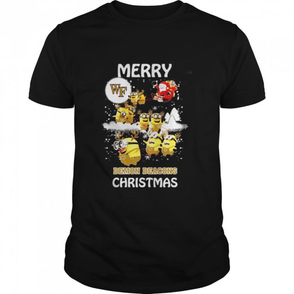 Favorable Wake Forest Demon Deacons Minion Ugly Christmas Santa Claus With Sleigh Shirt