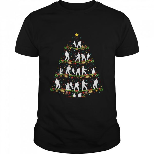 Fishing Xmas Lighting Santa Fishing Christmas Tree Shirt