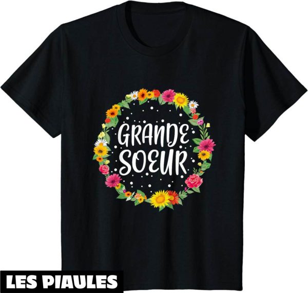 Grande Soeur T-Shirt Annonce Grossesse Cadeau Fille Fleurs