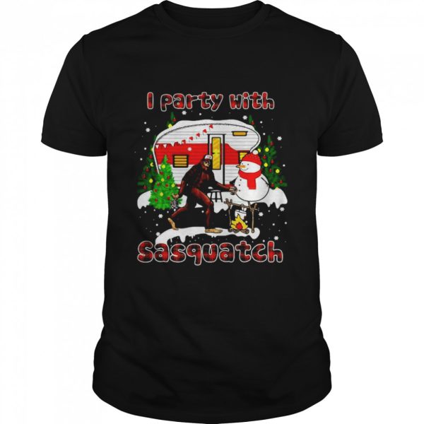 I Party With Sasquatch Bigfoot Camping Sasquatch Believers Christmas T-shirt