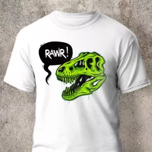 Illustration du crane de dinosaure avec t-shirt texte