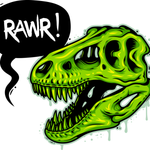 Illustration du crane de dinosaure avec t-shirt texte