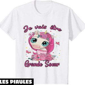 Je Vais Etre Grande Soeur T-Shirt Fille Licorne Annonce