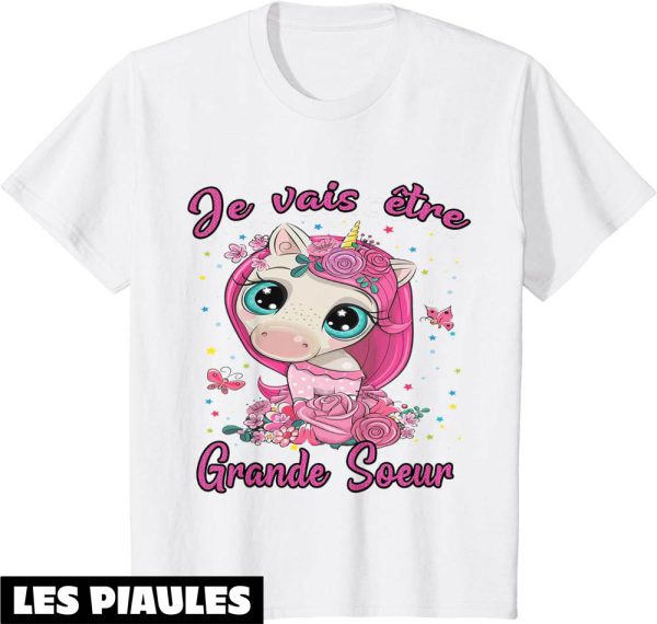 Je Vais Etre Grande Soeur T-Shirt Fille Licorne Annonce