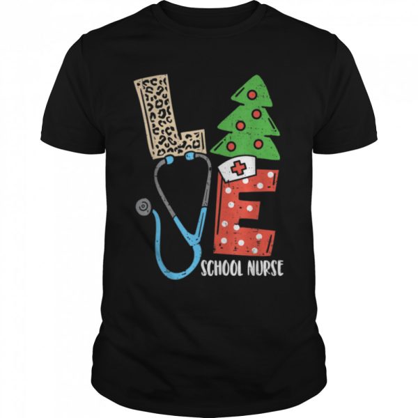 Love Stethoscope Snowflake School Nurse Christmas Scrub Xmas T-Shirt