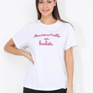 Mademoiselle En Basket T-Shirt Citation Du Feminisme Rose