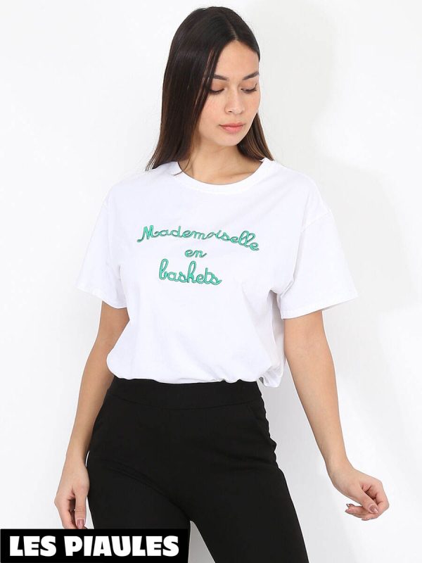 Mademoiselle En Basket T-Shirt Citation Du Feminisme Verte