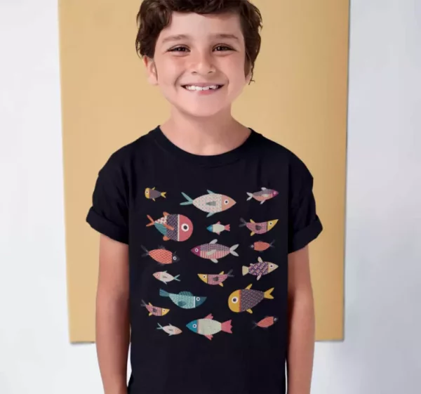 Marin poissons colores t-shirt enfant