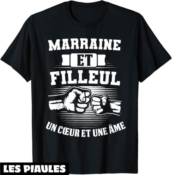 Marraine Filleul T-Shirt Un Coeur Et Un Ame Tante Cadeau