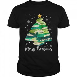 Merry Bookmas Books Pine Tree Funny Reading Lover Christmas T-Shirt