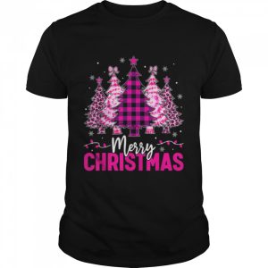 Merry Christmas Plaid Christmas Leopard Tree Light Women T-Shirt