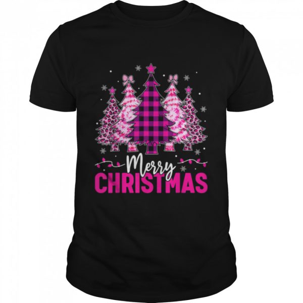 Merry Christmas Plaid Christmas Leopard Tree Light Women T-Shirt