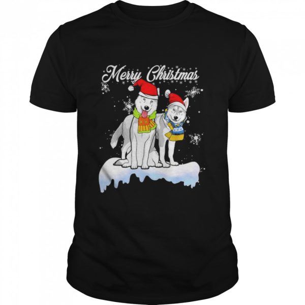 Merry Christmas Santa Siberian Husky Dog Christmas Tshirt