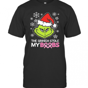 Merry Christmas The Grinch Stole My Boobs Cancer Awareness T-Shirt