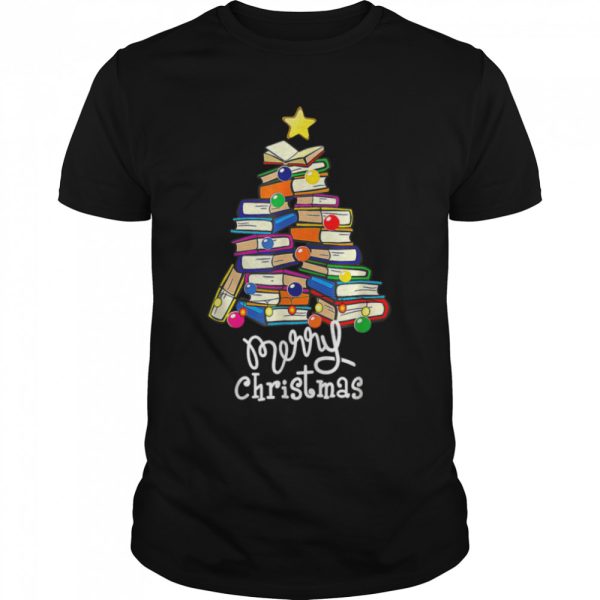 Merry Christmas Tree Shirt Love Reading Books Librarian Nerd T-Shirt