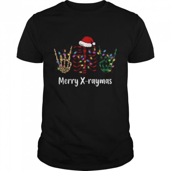 Merry XRaymas Xmas Light Santa Skeleton Rib Cage Radiology Shirt