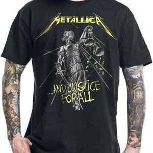 Metallica T-Shirt And Justice For All Tracklist Band Merch Metallica T-Shirt And Justice For All Tracklist Band Merch