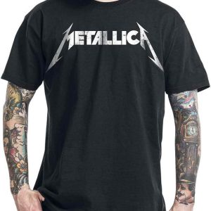 Metallica T-Shirt Logo Texture Homme Manches Courtes Metallica T-Shirt Logo Texture Homme Manches Courtes