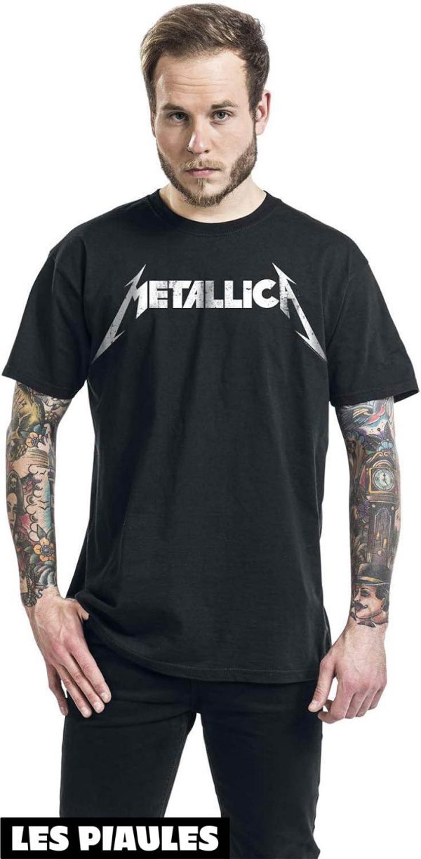 Metallica T-Shirt Logo Texture Homme Manches Courtes