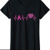 Octobre Rose T-Shirt Cancer Du Sein Battement De Coeur Ruban