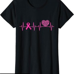 Octobre Rose T-Shirt Cancer Du Sein Battement De Coeur Ruban Octobre Rose T-Shirt Cancer Du Sein Battement De Coeur Ruban