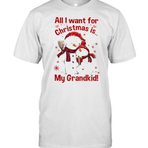 Official Snowman Santa All I want for Christmas is My Grandkid 2021 Shirt