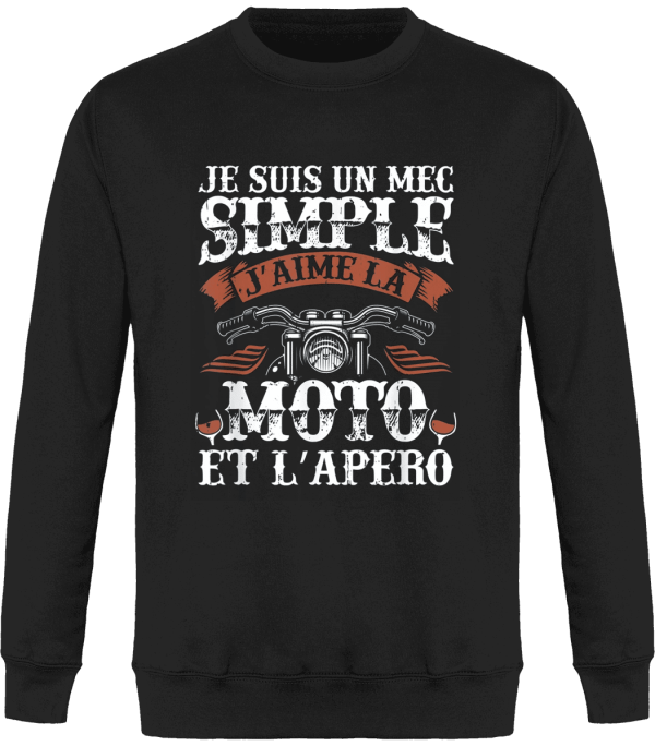 Pull Moto  Je suis un mec simple j’aime la moto et l’apero