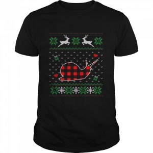 Red Plaid Ugly Christmas Snail Animals Sweater T-shirt