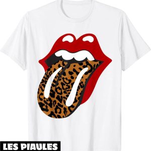 Rolling Stones T-Shirt Langue Leopard Classique Rock N Roll