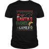 Santa’s Favorite Gamer Christmas tee Gaming Santa Hat Pajama T-Shirt