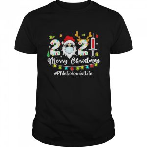 Santa Claus Face Mask 2021 Merry Christmas Phlebotomist Life Sweater Shirt