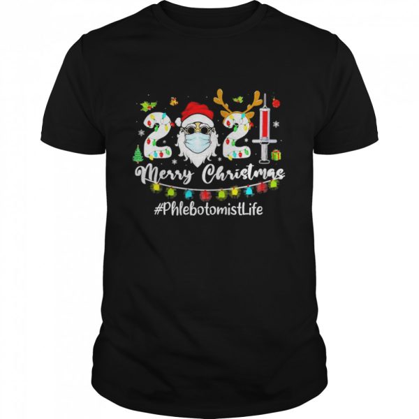 Santa Claus Face Mask 2021 Merry Christmas Phlebotomist Life Sweater Shirt