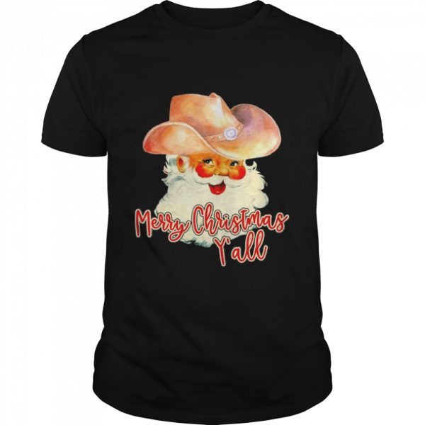 Santa Claus Merry Christmas Yall Western Country Cowboy shirt