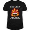 Santa Turkey coolest turkey in the flock Thanksgiving and Merry Christmas shirt