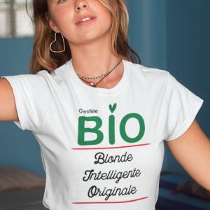 Shirt Femme Certifiee BIO Blonde Intelligente Originale 1