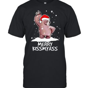 Sloth Merry Christmas Kissmyass funny shirt