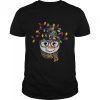Snowman Face Leopard Scarf And Christmas Lights T-Shirt