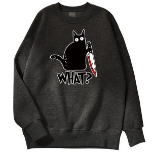 Sweat Chat Noir Couteau Ensanglante Humou Sweat Chat Noir Couteau Ensanglante Humou