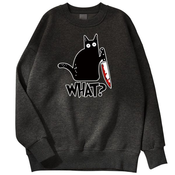 Sweat Chat Noir Couteau Ensanglante Humou